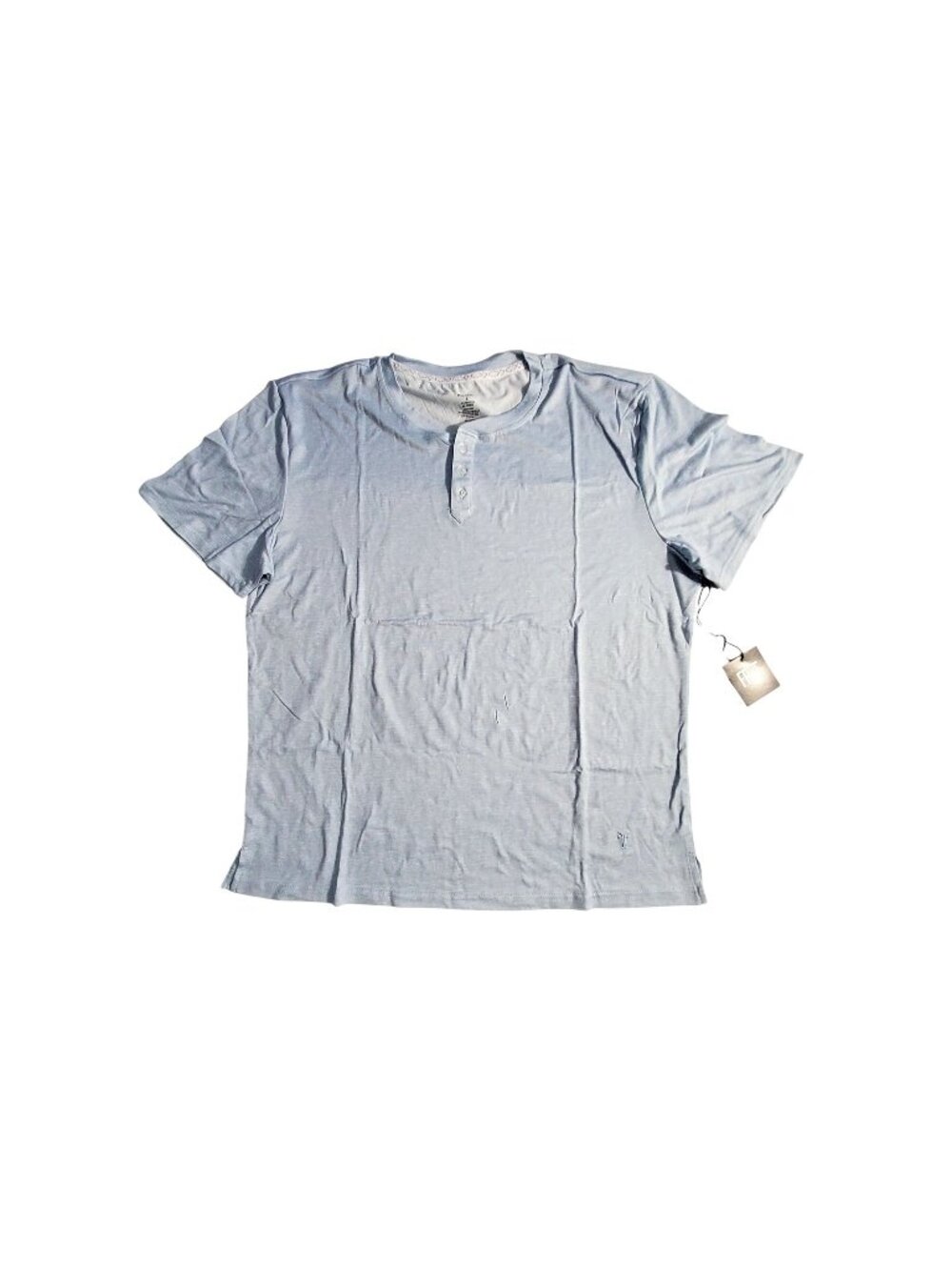 Frye Mens Light Blue Henley Short Sleeve Shirt Premium Soft Stretch Fabric Siz L